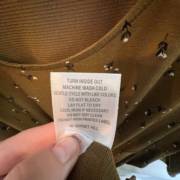 Garnet Hill Womens Ditzy Floral Faux Wrap Maxi Dress Size M Forest Fairy Earthy - Picture 14 of 16